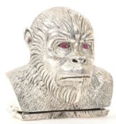VINTAGE 20TH CENTURY SILVER PLATE GORILLA VESTA CASE