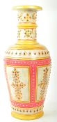 20TH CENTURY VINTAGE INDIAN HAND PAINTED ALABASTER VASE