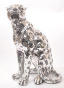CONTEMPORARY DECORATIVE SILVER LEOPARD FIGURE