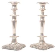 PAIR OF VINTAGE 20TH CENTURY SILVE PLATE CANDLE STICKS