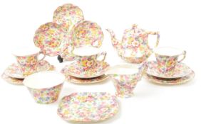 JAMES KENT FENTON - 1930S PART TEA SERVICE IN DU BARRY PATTERN