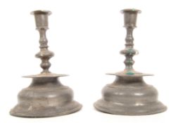 PAIR OF 19TH CENTURY PEWTER CANDLESTICKS