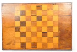 LARGE VINTAGE INLAID CARVED CHESS BOARD TRAY