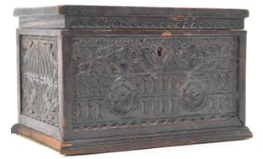 17TH CENTURY CIRCA 1648 CARVED ROSETTE DESIGN WOODEN BOX
