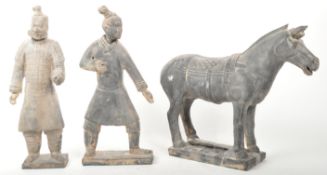 COLLECTION OF THREE CHINESE TERRACOTTA ARMY MANNER FIGURES