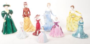 COALPORT - COLLECTION OF NINE FIGURINES TO INCLUDE MINIATURES