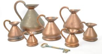 COLLECTION 19TH CENTURY HAYSTACK COPPER MEASURE JUGS