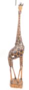 VINTAGE 20TH CENTURY HAND CARVED WOODEN GIRAFFE