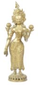 EARLY 20TH CENTURY BRASS TARA PARVATI GODDESS SCULPTURE