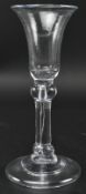 GEORGE II EARLY 18TH CENTURY ENGLISH BALUSTER STEM DRAM GLASS