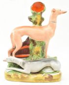 19TH CENTURY STAFFORDSHIRE SPILL VASE DEPICTING GREYHOUNDS