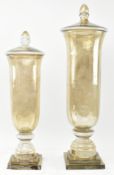 PAIR OF EARLY 20TH CENTURY LUSTRE GLASS CONFECTIONERY VASES