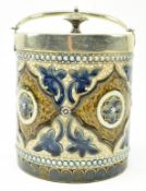 ELIZABETH FISHER FOR DOULTON LAMBETH - CERAMIC BISCUIT BARREL