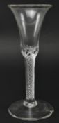 MID 18TH CENTURY LEAD GLASS AIR TWIST STEM WINE GLASS