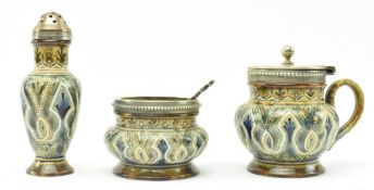 DOULTON LAMBETH - VICTORIAN 1883 STONEWARE CRUET SET