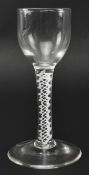 MID 18TH CENTURY LEAD MULTIPLE OPAQUE TWIST STEM CORDIAL GLASS