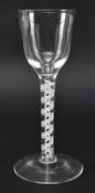 GEORGE III MID 18TH CENTURY LEAD DOUBLE TWIST STEM CORDIAL GLASS