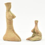 TWO HALAF TYPE INDUS VALLEY SEATED FERTILITY IDOLS