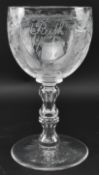 VICTORIAN 19TH CENTURY OVERSIZED AND ENGRAVED GLASS GOBLET
