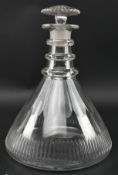 GEORGE III CIRCA 1820 GLASS SHIP'S DECANTER WITH STOPPER