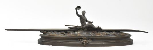 PIERRE EMILE HEBERT - 1891 BRONZE FIGURE OF A BOATER
