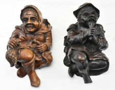 TWO BELIEVED BLACK FOREST HAND CARVED LIME WOOD FIGURES