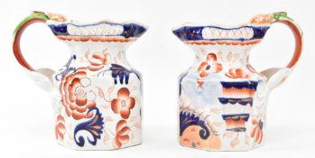 PAIR OF 19TH CENTURY MASON'S IRONSTONE GAUDY WELSH JUGS