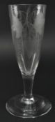18TH CENTURY 1770 LEAD & HAND ETCHED GLASS ALE GLASS