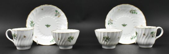 FLIGHT & BARR WORCESTER PORCELAIN TEA CUPS / BOWLS & SAUCERS