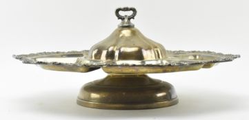 VINTAGE CORONET SILVER ON COPPER LAZY SUSAN WITH LID
