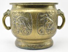 JAPANESE MEIJI PERIOD BRONZE MYTHICAL PLANTER POT