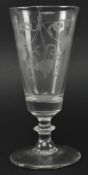 18TH CENTURY CIRCA 1770 LEAD GLASS & HAND ETCHED ALE GLASS