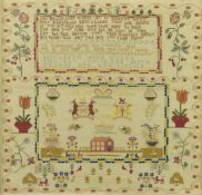 18TH CENTURY ELIZABETH KIRK C. 1789 LINCOLN NEEDLE WORK SAMPLER