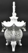 CHINESE QING DYNASTY BLANC DE CHINE PAGODA TRIPOD CENSER