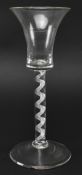 MID 18TH CENTURY SINGLE AIR TWIST WAISTED BUCKET WINE GLASS