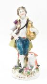 EARLY 19TH CENTURY CHELSEA FIGURINE OF MAN WITH BAGPIPES