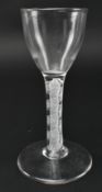 MID 18TH CENTURY LEAD DOUBLE OPAQUE TWIST STEM CORDIAL GLASS