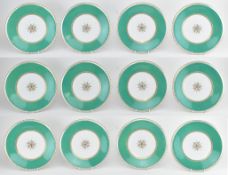 ROYAL WORCESTER - TWELVE CIRCA 1810 REGENCY PORCELAIN PLATES