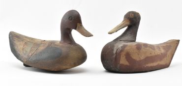 TWO EARLY 20TH CENTURY HAND PAINTED WOODEN DECOY DUCKS