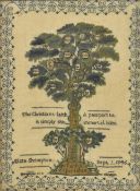1846 CHRISTIAN SAMPLER OF A VIRTUE TREE BY ELIZA SHRIMPTON