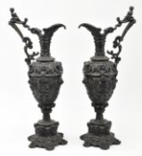 PAIR OF BELIEVED FRENCH 19TH CENTURY BRONZED SPELTER URNS