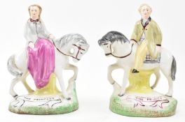 PAIR OF 19TH CENTURY STAFFORDSHIRE PRINCE & PRINCESS FIGURES