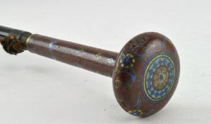 QING DYNASTY WALKING STICK WITH CLOISONNE HANDLE 掐丝珐琅拐杖