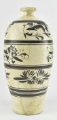 CIZHOU VASE IN FORM OF A MEIPING 磁州窯白地褐彩花卉紋梅瓶