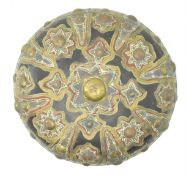 NORTH INDIAN EARLY 20TH CENTURY BRASS & WOOD SHIELD DHAL