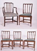 FIVE GEORGE III 19TH CENTURY MAHOGANY HEPPLEWHITE STYLE CHAIRS