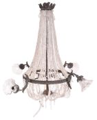 MID CENTURY FRENCH EMPIRE STYLE ORMOLU & CRYSTAL CHANDELIER