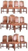 FOURTEEN GAINSBOROUGH STYLE LEATHER & MAHOGANY CHAIRS