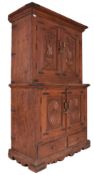 INDIAN 20TH CENTURY CARVED HARDWOOD CUPBOARD WARDROBE