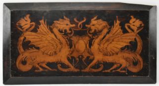 BELIEVED 19TH CENTURY HAND PRINTED DRAGONS CREST PANEL